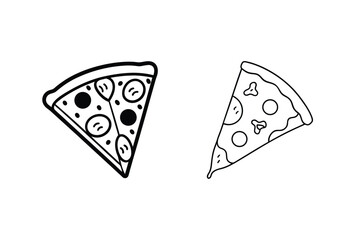 Black and white pizza slices food illustration