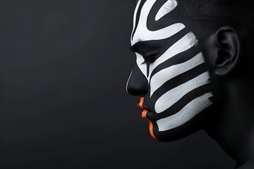 cultural face painting, artistic portrait fusing face paint and cultural symbols