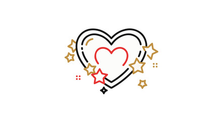 Love and romance depicted through a beautifully crafted heart icon with decorative star elements.