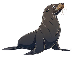 Cute Sea Lion Silhouette with Eyes