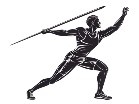 Javelin Thrower Athlete Silhouette - Powered by Adobe