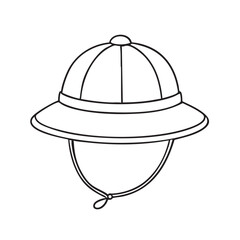 Outlined Pith Helmet Illustration for Coloring Books and Educational Materials Safari Style Hat