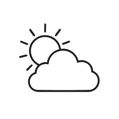 Simple Line Art Illustration of a Sun Partially Obscured by a Cloud