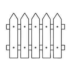 Simple White Picket Fence Outline Illustration on a White Background for Coloring Books