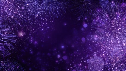 Fototapeta premium Sparkling Purple Lights and Festive Fireworks Display Background