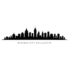 Fototapeta premium City Skyline Silhouette: A minimalist black silhouette of an urban cityscape. Capturing the essence of architectural design, urban life, and modern minimalism.