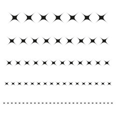 Star divider pattern. Dotted line Vector. Horizontal element set. Minimalist border design.