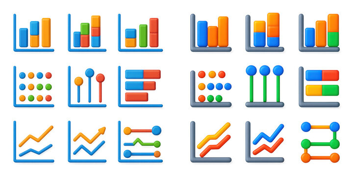 Vibrant 3D Chart Icons