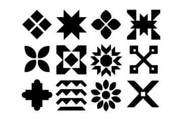 Geometric tribal patterns: black silhouette set for creative design projects