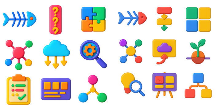 3D Problem-Solving Icons