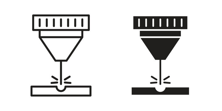 Laser machine icons designed in filled, outline, line and stroke style