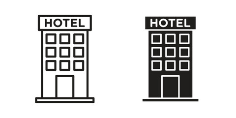 hotel icons designed in filled, outline, line and stroke style