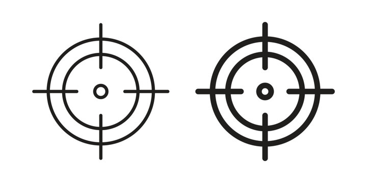 Gun target icons designed in filled, outline, line and stroke style