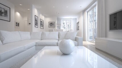 Modern white living room interior design.