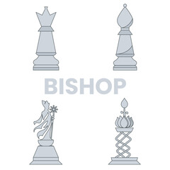 Bishop chess piece vector black and white color silhouette