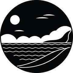 Sea Coast Silhouette Vector Art Illustration