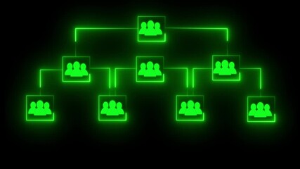 Internet and Teamwork communication concept with neon line on black background. Animation of business team work connections with people icons. - Powered by Adobe