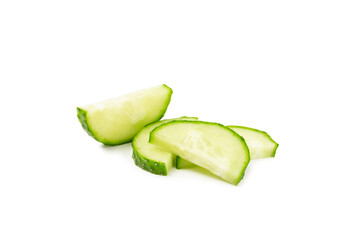 Cucumber isolated on white background. Slice of cucumber on white background. Fresh organic green...