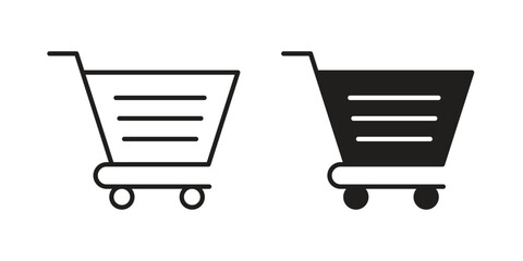 Cart icons designed in filled, outline, line and stroke style