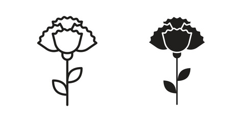 Carnation icons designed in filled, outline, line and stroke style