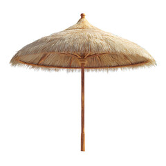 Tropical straw umbrella isolated on transparent background