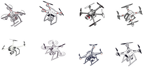 Collection Of Drone  Icons Editable Stroke