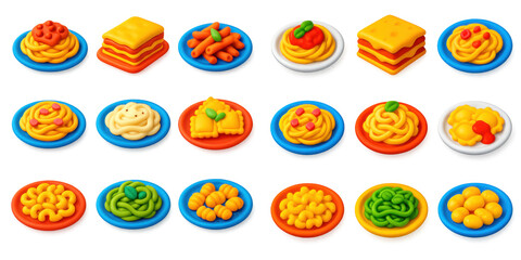 Vibrant Pasta Icons