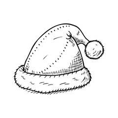 Sketch of a Santa Hat, Christmas Holiday Headwear, Festive Winter Accessory