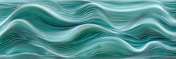Obraz premium Abstract teal waves formed by layered paper creating a textured and dynamic composition art