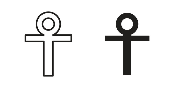 Ankh icons designed in filled, outline, line and stroke style