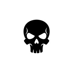 skull icon in black and white against white background