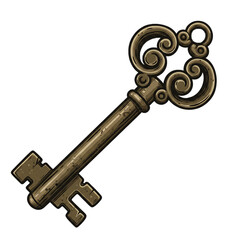 vector vintage key against white background