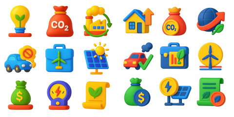Fototapeta premium 3D Renewable Policy Icons