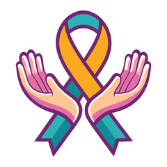 Obraz premium Embracing Hope: Hands Holding an Awareness Ribbon