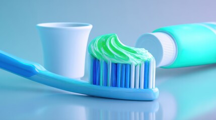 The vibrant toothpaste on a toothbrush ready for the daily oral hygiene ritual.