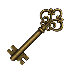 vector vintage key against white background