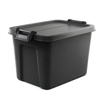 3D Render of a Black Plastic Storage Container on transparent Background - Organization, Storage Solution
