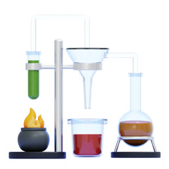 PNG 3D Laboratory Experiment Setup Icon Isolated on a White Background