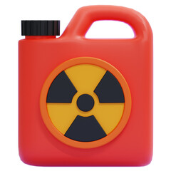 PNG 3D Red Fuel Canister with Radiation Warning Sign Icon Isolated on a White Background