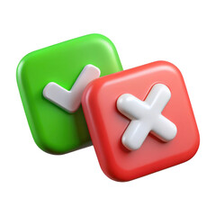Fototapeta premium 3d check mark and cross mark isolated on transparent background