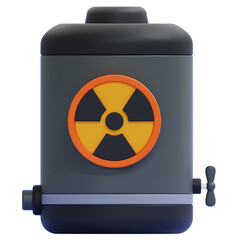 PNG 3D Nuclear Energy Reactor with Radioactive Symbol Icon Isolated on a White Background