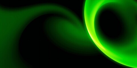Vibrant green swirls against a deep black background abstract design
