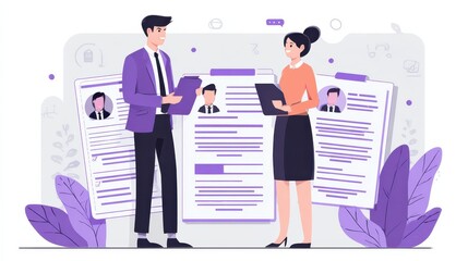 Head hunting abstract concept vector illustration set. Recruitment agency, hiring employee, employment agreement, job listing, resume, vacant job position, contract form, interview abstract metaphor.