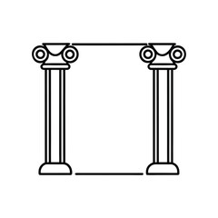 2 ancient greek column with vector art illustrator on white background 
