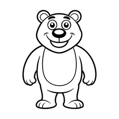 Obraz premium Joyful Standing Cartoon Bear with Big Smile Line Art