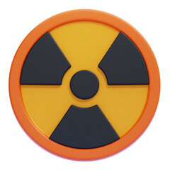 PNG 3D Radiation Warning Sign Icon Isolated on a White Background