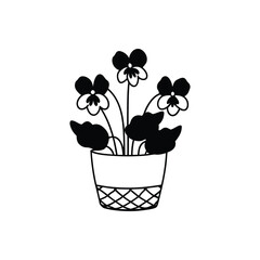 flower in a basket with vector art illustrator on white background 