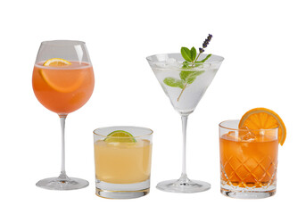 Chic Cocktails: A Classy Beverage Collection for Festive Gatherings,  isolated on a transparent background PNG.
