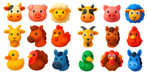 Fototapeta premium 3D Farm Animal Icons