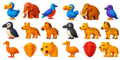 Obraz premium Extinct Animals Icons